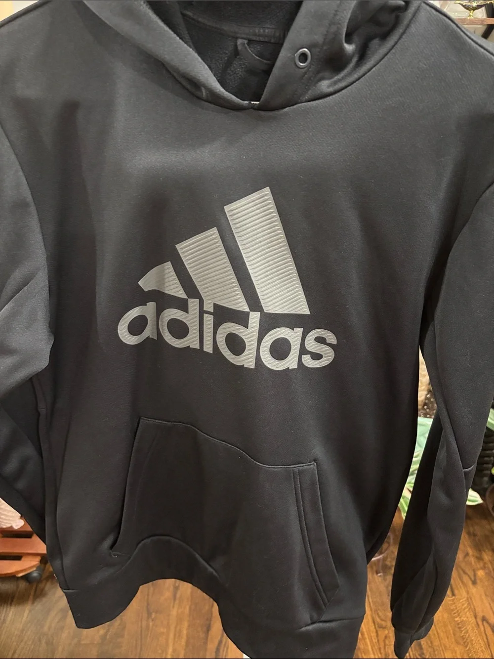 Adidas Black Crewneck Hoodie with Gray Logo size S
